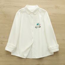 2025年秋冬装 日系加绒加厚刺绣小猫女士开衫长袖衬衫女批发潮