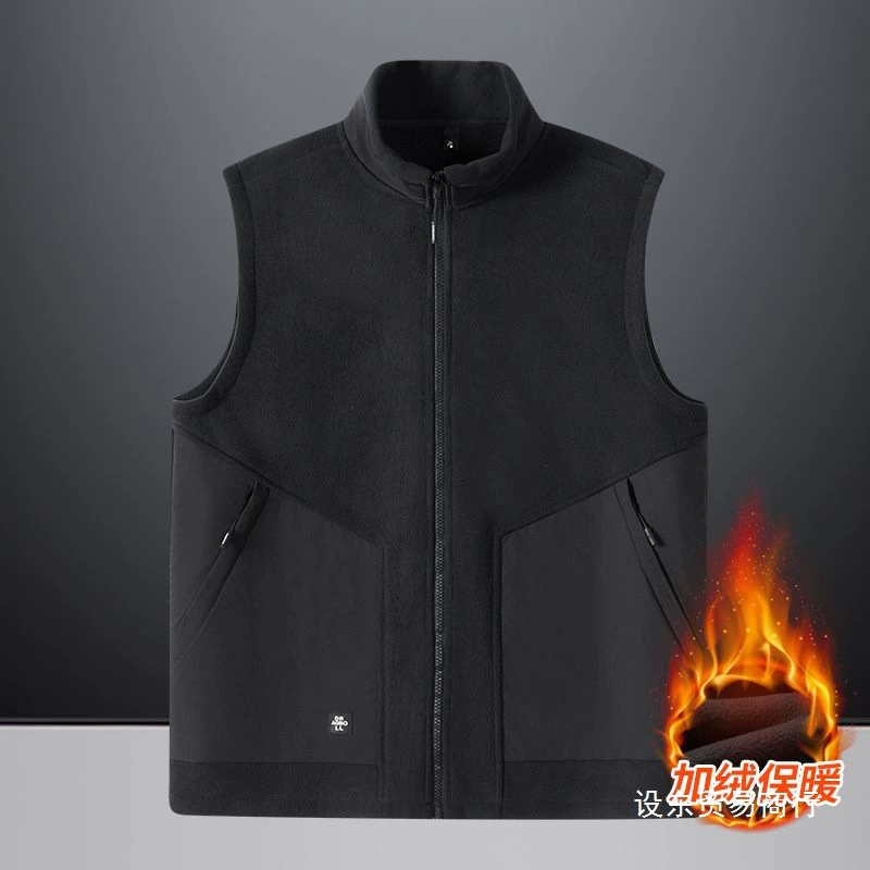Флисовый жилет мужской осенне-зимний плюс флисовый жилет для спорта на открытом воздухе свободный флисовый жилет без рукавов большого размера оптом