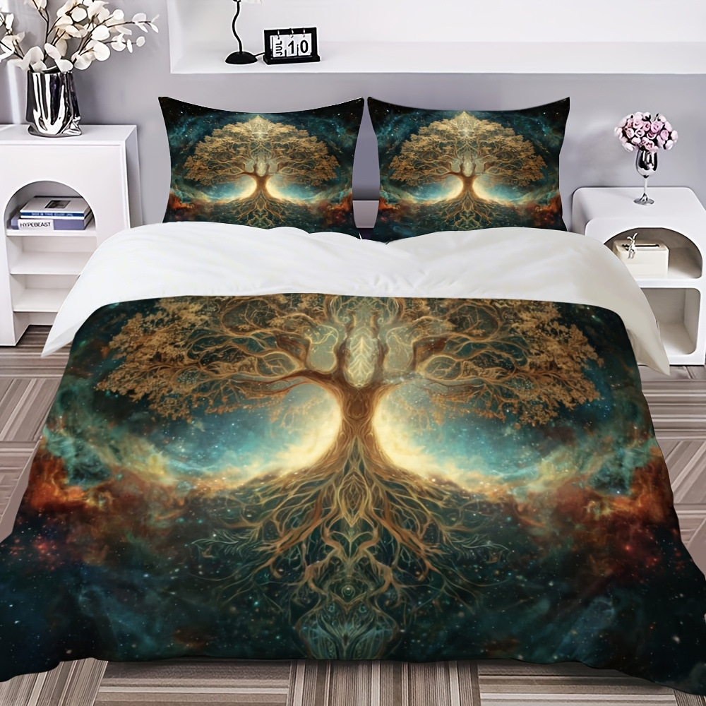 Transfronterizo luminoso árbol de vida molienda impresión digital kit de edredón textil para dibujar se puede ajustar TUME / JIT