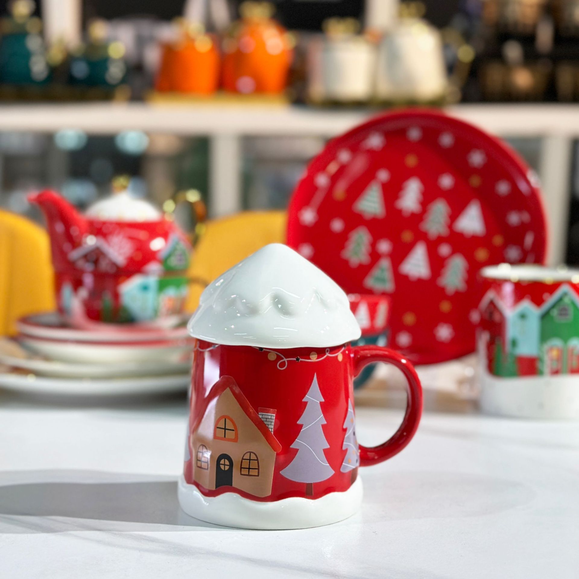 2024 nuevo lindo taza de cerámica de Navidad regalo de Navidad taza de agua casera taza de oficina con tapa