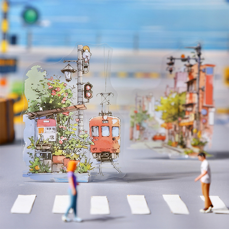 Ketchup girl original de viaje paisajismo PET pegatinas en la parte posterior de la bolsa, vamos, serie de decoración de cuenta manual 6 estilos