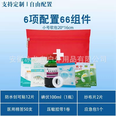 Vehicle-Mounted Medicine Box, Wound Disinfection Treatment Set, Outdoor Mountaineering Portable Life-Saving Equipment, Vehicle-Mounted Shock-Proof Supplies (Kempinq və səyahət) - commonly-used-set-1-6-configurations-and-66-components-soft-package