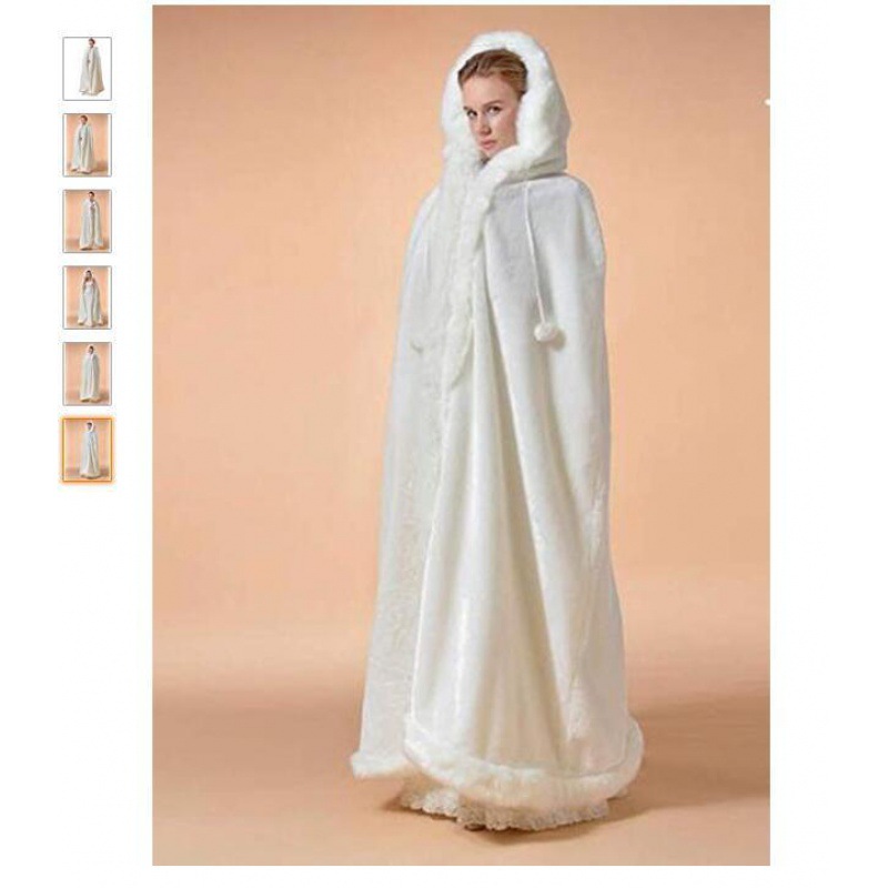 Keep warm white Christmas trench coat for bride