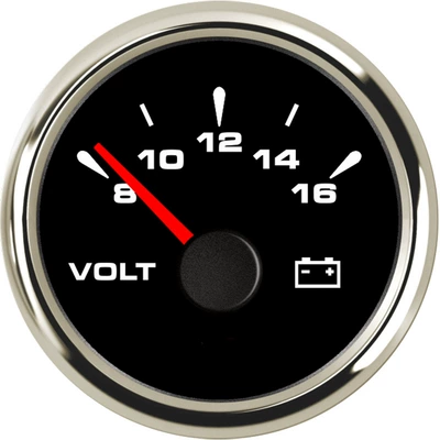 52mm pointer voltmeter automobile instrument - silver-edge-black-background-8-16v