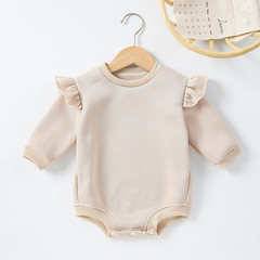 2024春秋新款男女寶寶長袖哈衣嬰幼兒童純色包屁哈衣爬服一件代發