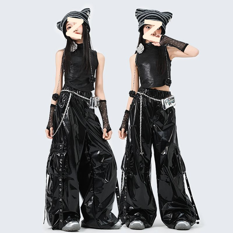 爵士童服装酷炫套装少儿jazz舞蹈儿童街舞潮服皮裤走秀演出服