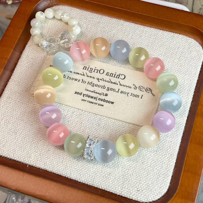 High Yan Value Colorful Cat's Eye Bracelet Female Girlfriend Student INS Colorful Cute Summer Bracelet Candy Color Sweet High Yan Value Colorful Cat's Eye Bracelet Female Girlfriend Student INS Colorful Cute Summer Bracelet Candy Color Sweet