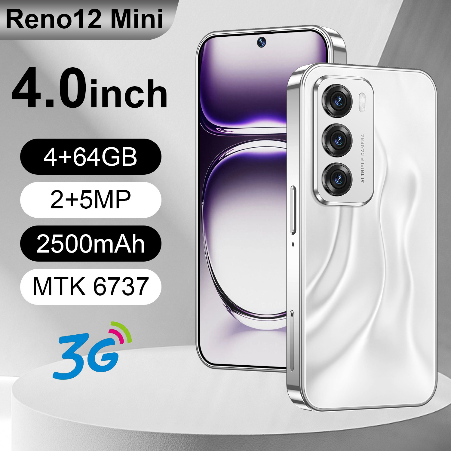 跨境手机Reno12 Mini便携迷小手机4.0寸穿孔屏4+64GB智能便宜手机