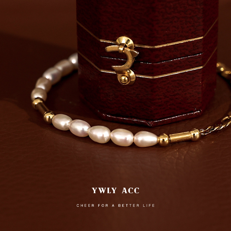 European and American natural pearl beaded bracelet female French elegant retro style simple glossy bracelet female ins