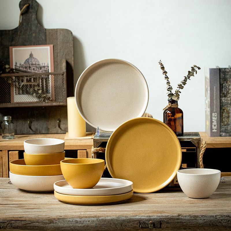 Vajilla de la serie Ike, cuencos de cerámica especiales retro, cuencos de arroz esmaltados de sésamo para el hogar, platos a juego, exportación transfronteriza