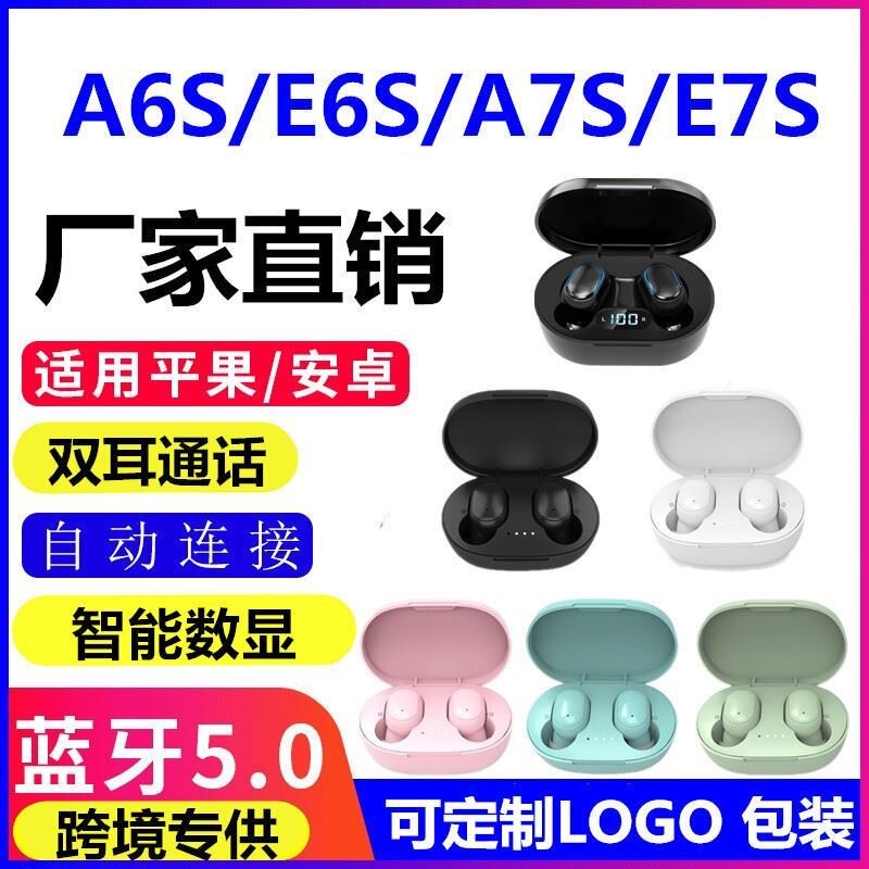 Cross-border exclusive A6S E6S E7S Bluetooth headset mini sports noise reduction in-ear stereo wireless headset