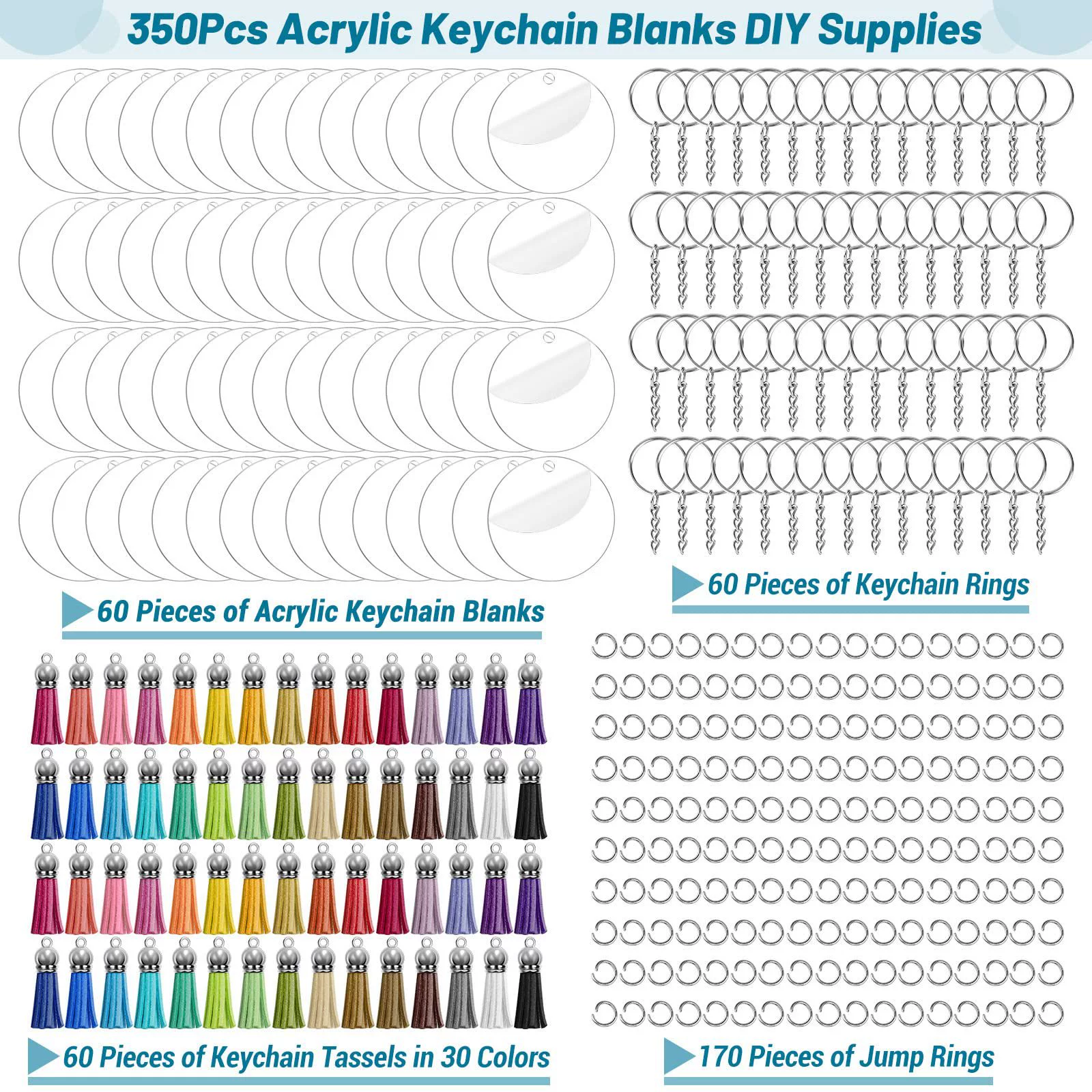 Популярный набор для создания украшений из акриловых кисточек Guka, 350 штук, набор для DIY бижутерии