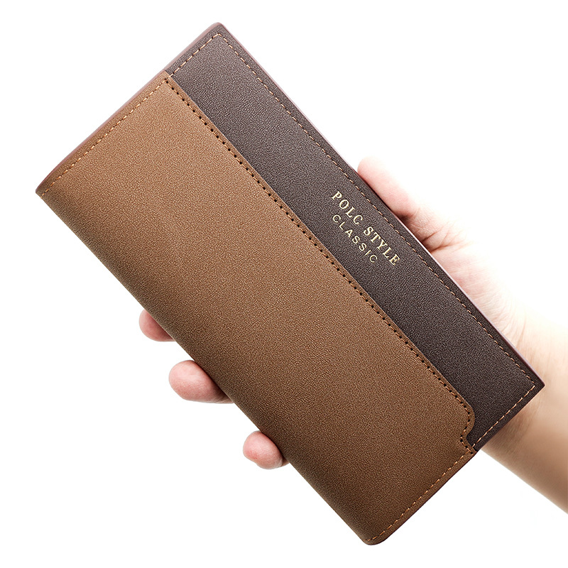 Nueva billetera transfronteriza para hombres simple negocio de gran capacidad Multi-Tarjeta doble color a juego 3 veces la billetera larga de los hombres