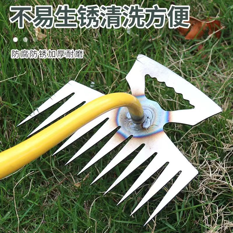 Description Picture 4 of item4/6/11 Tooth Manual Excavator Refurbished Garden Land Easily Pulled Grass Pot Soil Weeding Tool Manganese Steel Weeding Rake