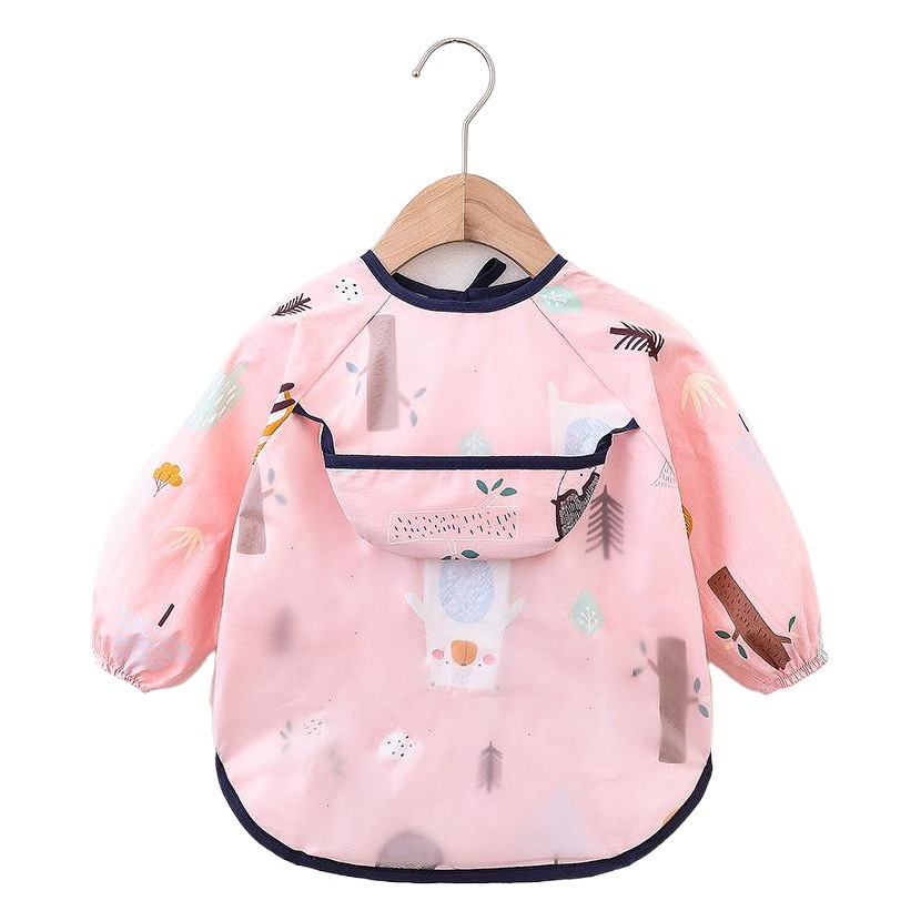 Abrigo para niños primavera y otoño impermeable de manga larga anti-vestirse bebé comiendo ropa delantal niños babero ropa protectora con babero