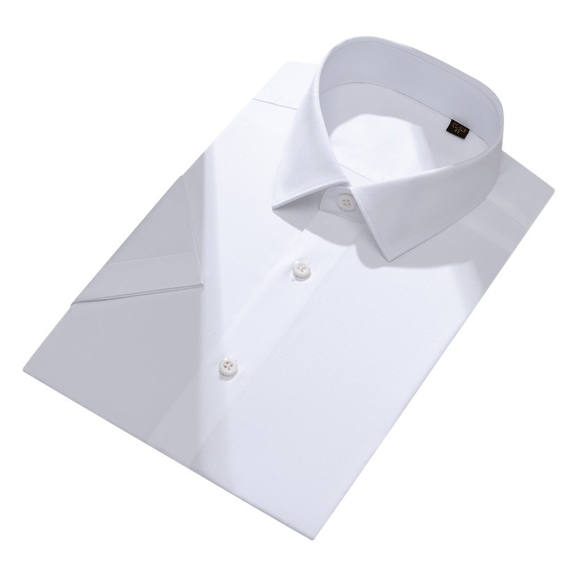 140 3-Strand High-End Cotton DP listo para usar no planchar camisa de manga corta de los hombres de negocios de verano camisa blanca de los hombres
