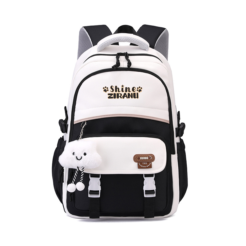 Mochila escolar transfronteriza para niñas, versión coreana elegante, gran capacidad, ligera, que reduce la carga y protege la columna vertebral, mochila de doble asa para estudiantes de secundaria.