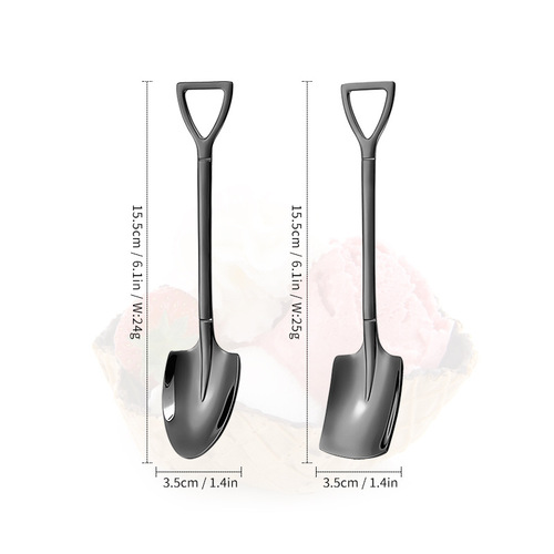 Factory direct sales stainless steel shovel spoon dessert ice cream fruit watermelon spoon Internet celebrity children's 304 square shovel spoon
