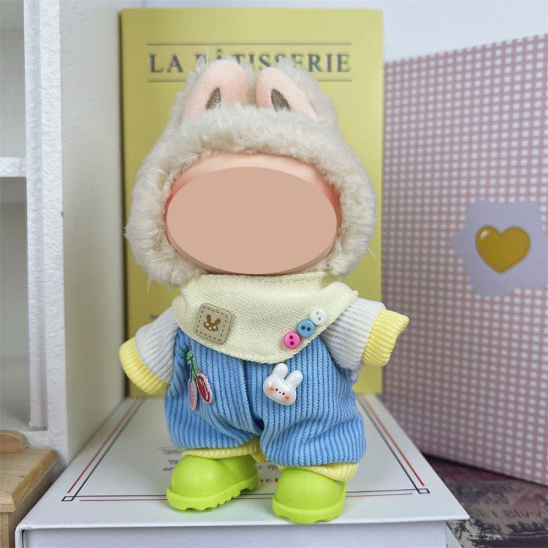 Labubu 着用可能なベビー服ビニールラブブ 17 センチメートル人形かわいいドレスアップカジュアルスーツスカートぬいぐるみ服|undefined