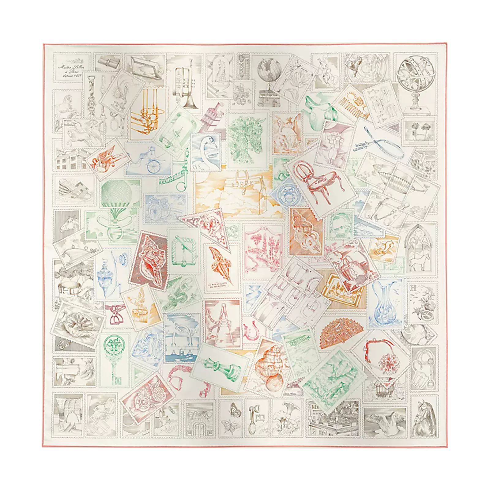 2025 福宝集邮者 18姆米90丝巾真丝双面印花重磅斜纹几何印花