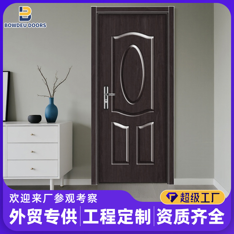 Puerta de madera de acero tallada de moda, puerta de dormitorio europea, puerta americana, puerta de habitación ultra insonorizada, precio de fábrica