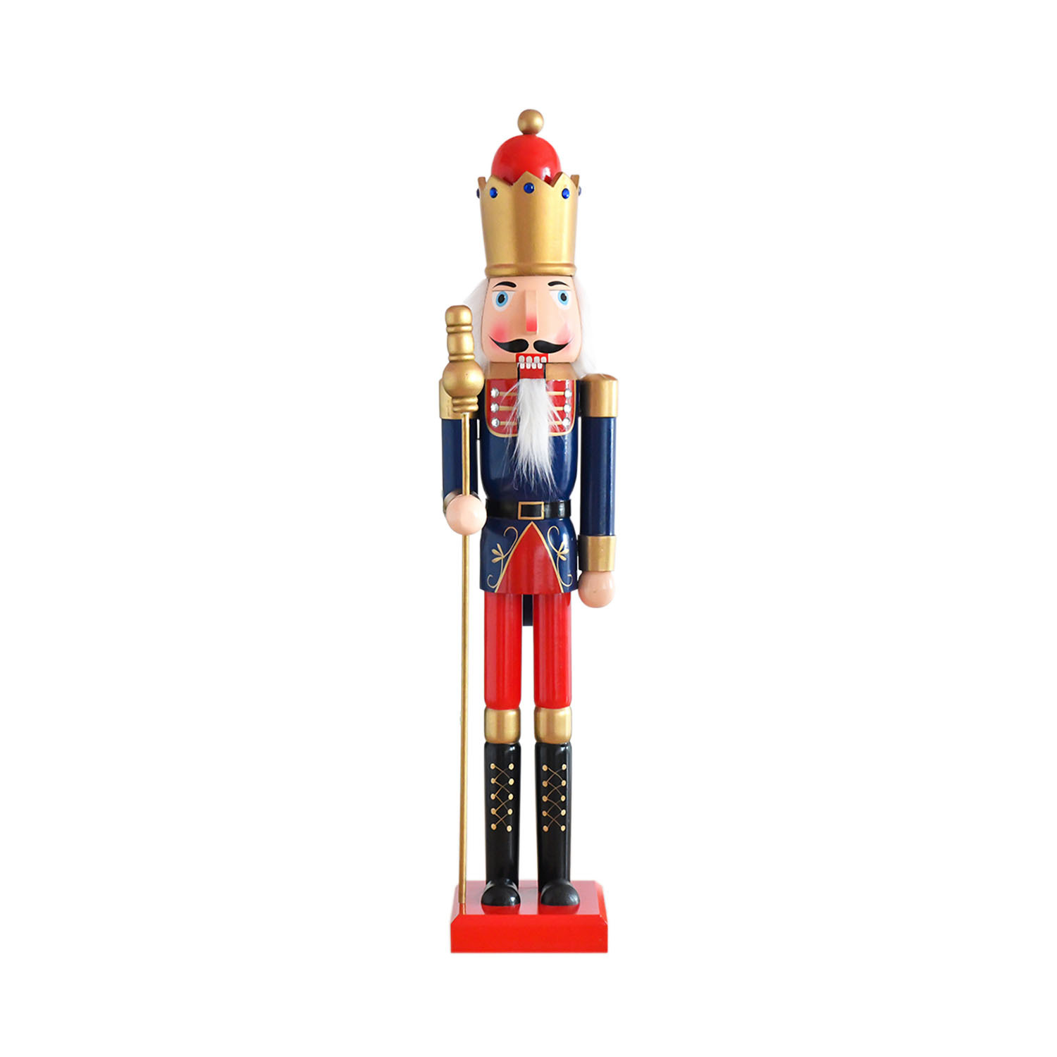 90CM en stock cascanueces marionetas de navidad decoración de la escena del centro comercial rey de nueces artesanías de madera