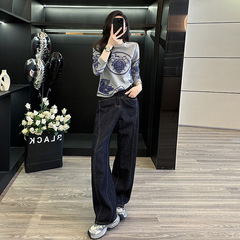 韩版休闲时尚套装女2025夏洋气减龄显瘦短袖T恤阔腿牛仔裤两件套