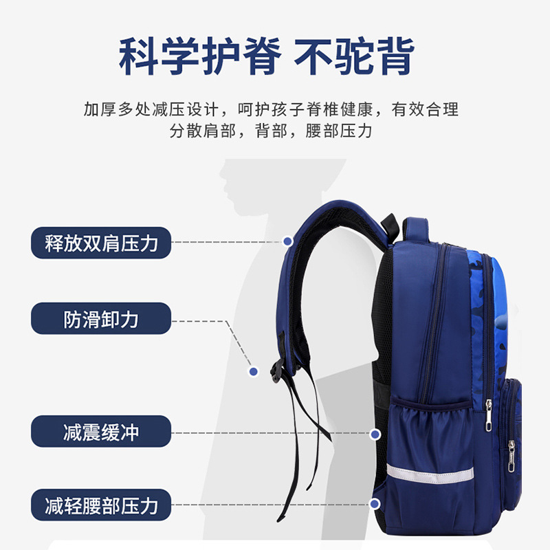 Peces naturales nueva mochila estudiante de la escuela primaria al por mayor masculina Grado 3 a grado 6 gran capacidad de reducción de carga mochila estudiante de secundaria