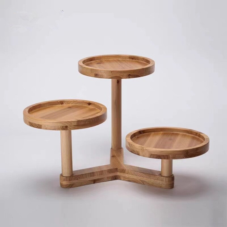 Postre plato de bocadillo de pierna alta plato de fruta estante de pastel de múltiples capas boda cumpleaños bandeja de madera