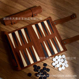 超纤绒西洋双陆棋卷式可折叠棋盘棋子便携旅行游戏棋源头厂家定制