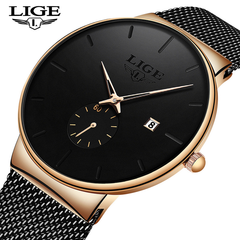 LIGE new mesh belt cool sports quartz watch