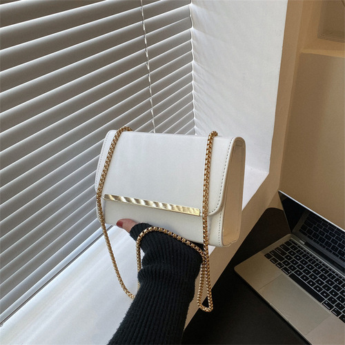 Simple textured small bag 2023 new trendy fashion women's bag casual chain shoulder crossbody bag solid color small square bag