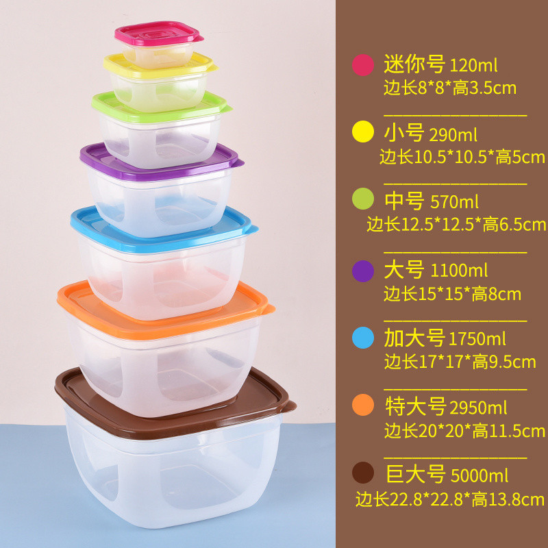 Caja de preservación sellada de plástico Caja de almuerzo de microondas Caja de almacenamiento de alimentos Caja de almacenamiento de gran capacidad Caja de congelación