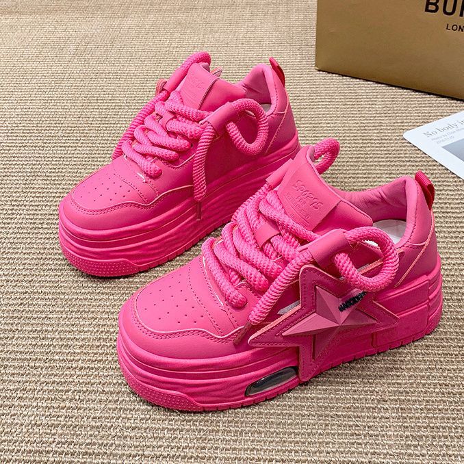 European Station 2023 Autum Trbottomy New Five-Pointed Star Thick-Soled Platform Shoes for Women Fashionable Casual Shoes White Shoes for Women