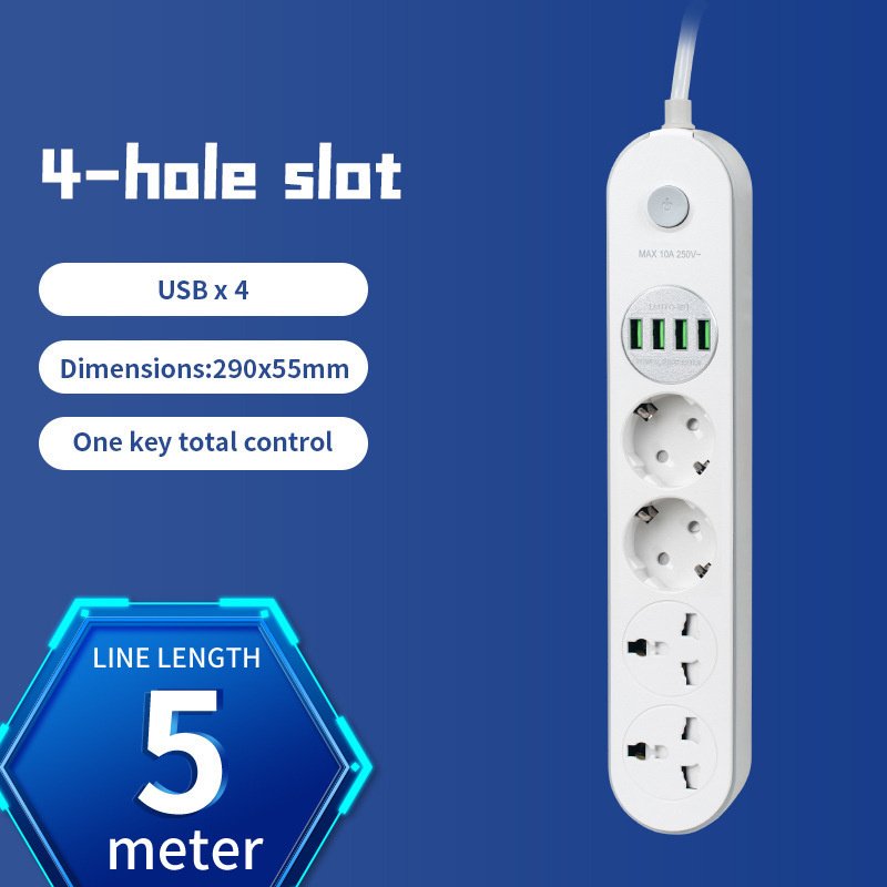 Euro con cable enchufe USB multi-orificio bit enchufe tablero de enchufe doméstico intercambio universal internacional enchufe transfronterizo al por mayor