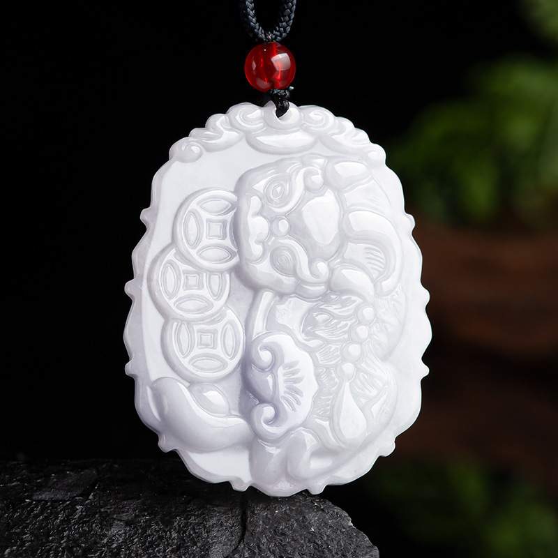 Natural Burmese A-Grade Jade Ingot Money Pixiu Jade Pendant Fashion Necklace Pendant for Men and Women