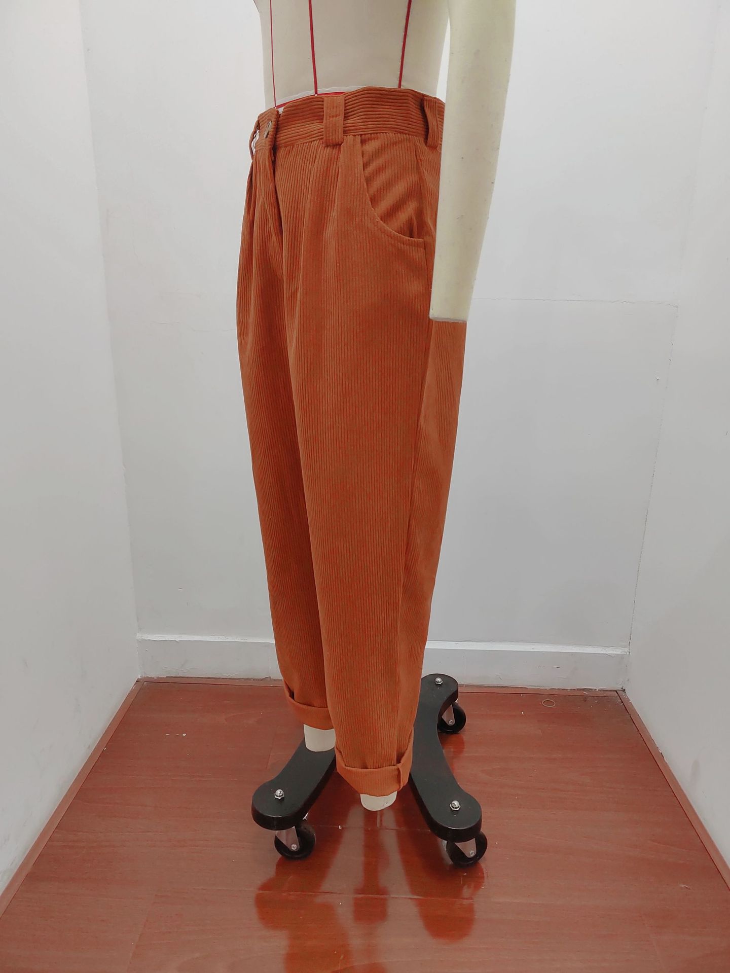 Women's Clothing Women's High Waist Casual Pants Autumn Solid Color Corduroy Loose Straight Pants Style For Formal & Casual For Women_ecoleips.com