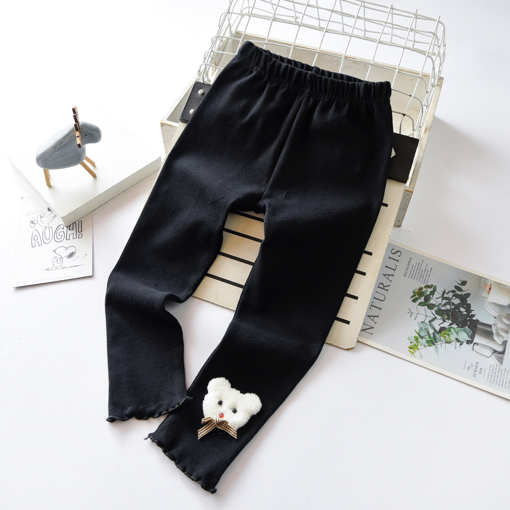 Spring New Girls' Leggings Bear Girls' Pants Baby Outer Wear New Cartoon Children's Stretch Trousers