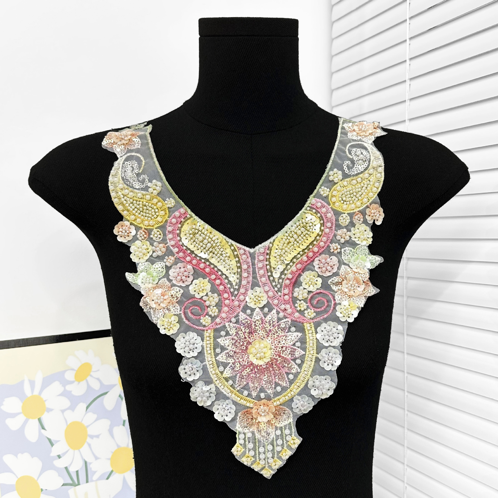 Fantástico espectáculo de escenario vestido de collar fantasía sequinilla malla bordado encaje vestido de boda DIY accesorios de decoración image 9