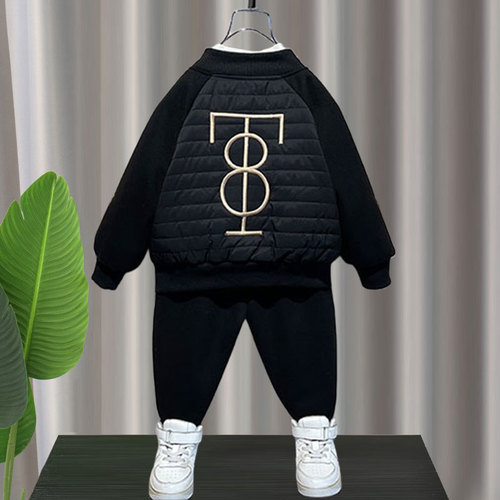 Boys' winter clothing suit thickened  new cotton-padded clothing children's winter warm baby quilted two-piece set