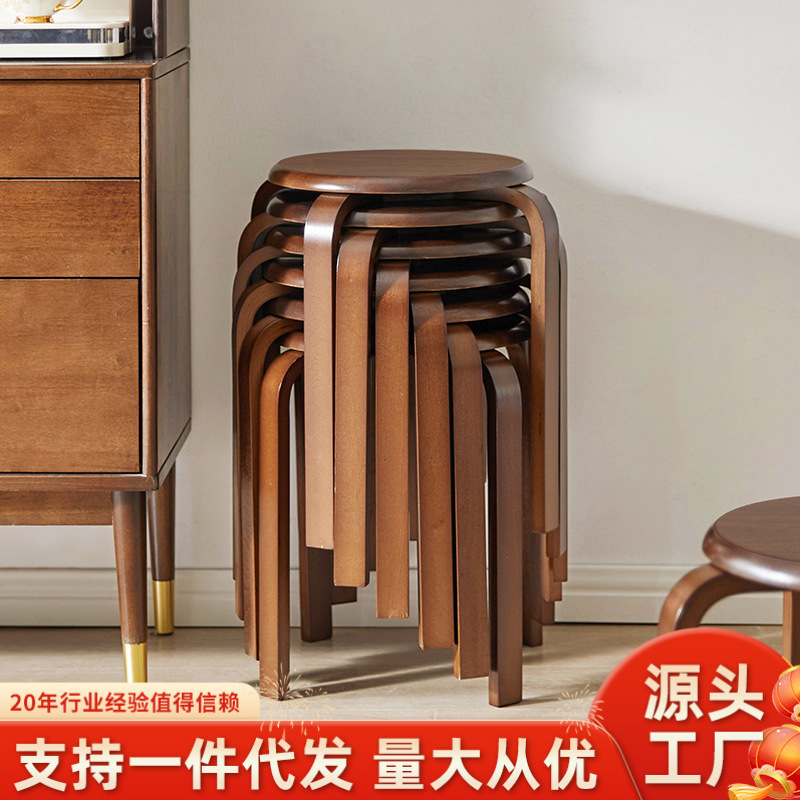 홈 쉽게 쌓을 수 있는 둥근 의자 가정용 단단한 나무 의자 간단한 나무 의자 문 신발 의자 쌓을 수 있는 작은 의자