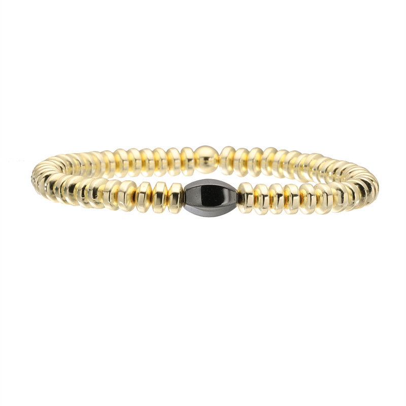 Transfronterizo europeo y americano Amazon TEMU Pulsera de piedra biliar negra Pulsera con cuentas de piedra natural para hombres Joyería pequeña al por mayor