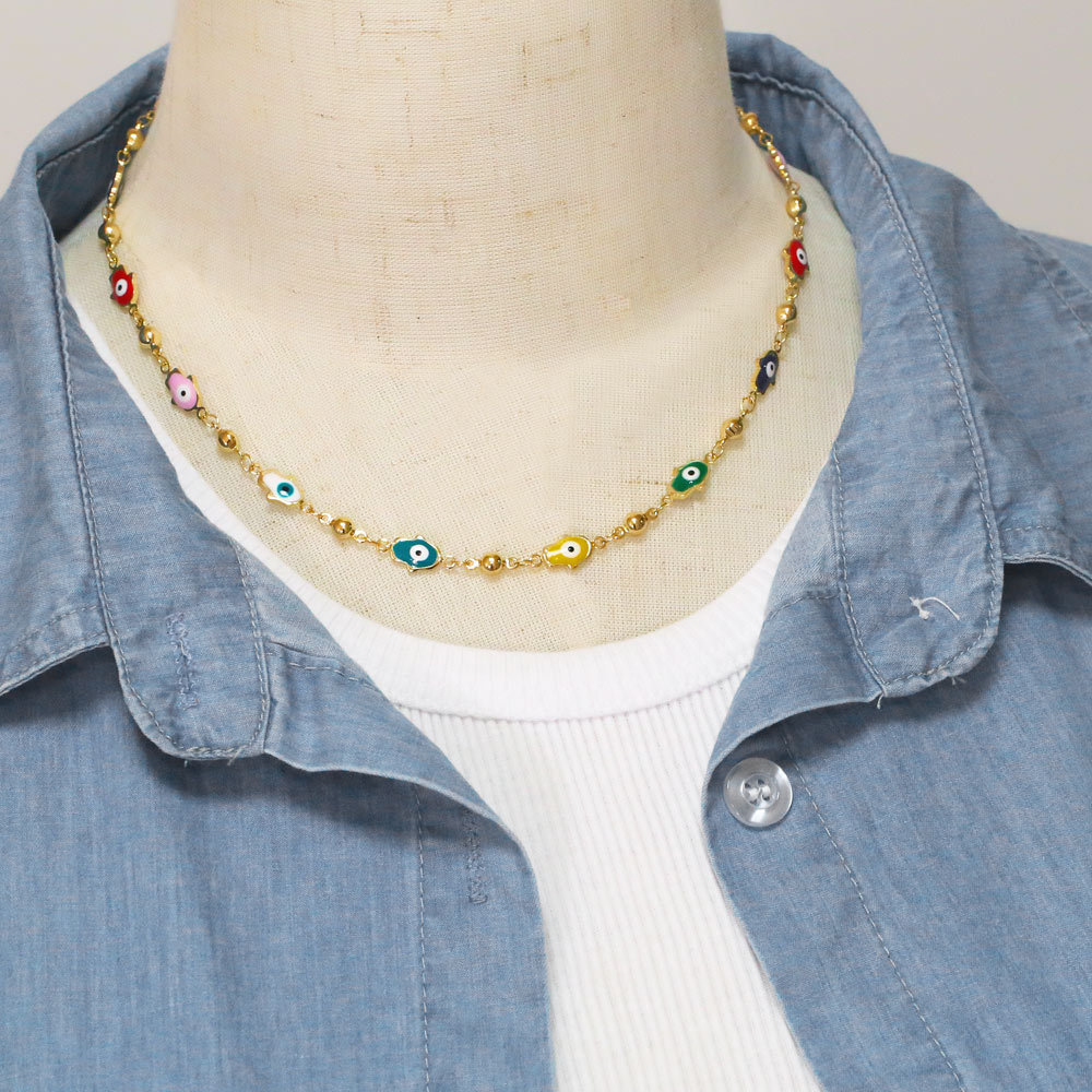 Retro Hand Of Fatima Copper Plating Bracelets Necklace