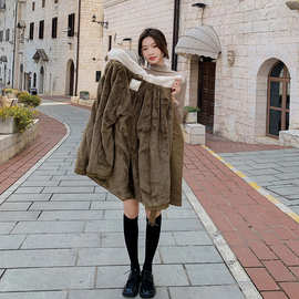 卡其色派克服外套女2023冬装新款韩版风衣派克服厚实保暖女生外套