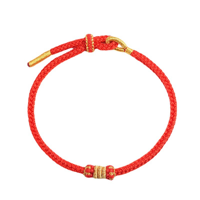 Birthday charm, red rope bracelet handmade, woven flashlight