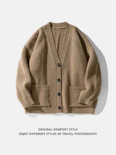 High-Quality Coarse Needle Texture Cardigan Sweater for Men and Women - New Autumn/Winter Couple Heavyweight Basic Versatile Casual Linen Jacket