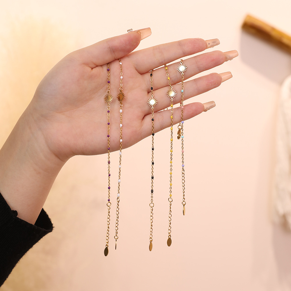 5g Weight Bracelets Classification 1 Piece Quantity Holiday, Daily Occasion Stainless Steel Material Sun Pattern Women's Gender Enamel, Plating Design Simple Style Style Simple Style Sun Stainless Steel Enamel Plating Bracelets 1 Piece 11