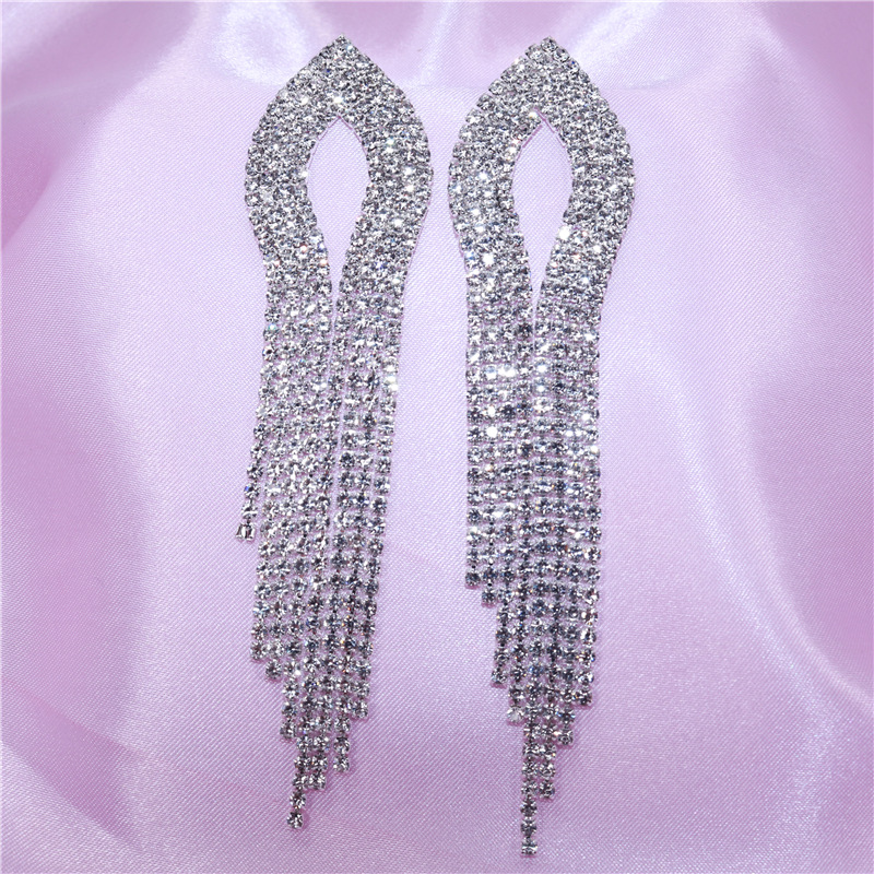 European and American female zircon earrings simple long tassel pendant earringspicture2