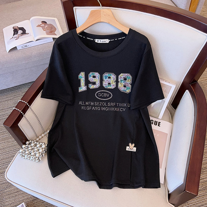 300 catties bust 150 fat mm new summer product plus fat plus size women's clothing 280 loose casual short-sleeved T-shirt 9527