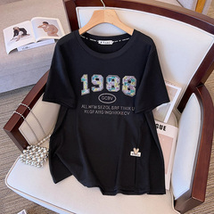 300 catties bust 150 fat mm new summer product plus fat plus size women's clothing 280 loose casual short-sleeved T-shirt 9527